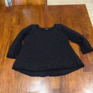 Lucky Brand Black Sweater 3/4 Length Sleeve  with Sparkle Detail